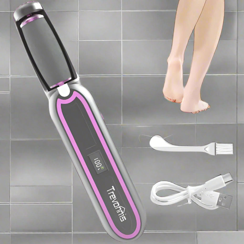Danoz Beauty - Gray purple Rechargeable Electric Callus Remover - 3 Speeds, LCD, for Smooth Feet