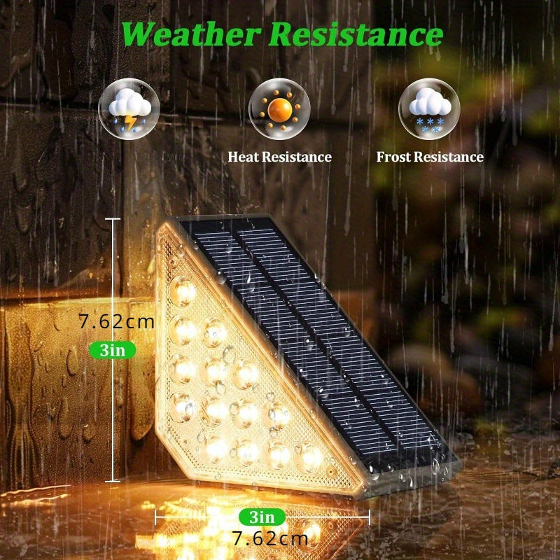 1 Piece White Bright 14-LED Solar Powered Step Lights - Automatic Outdoor Waterproof Illumination for Stairs, Deck, Pathway & Garden (Warm White)