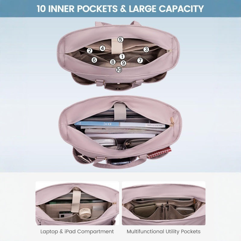 Danoz Fashion - Black Women's Laptop Tote Bag - Professional Business Briefcase & Shoulder Handbag (Fits up to 15.6 Inch Laptop)