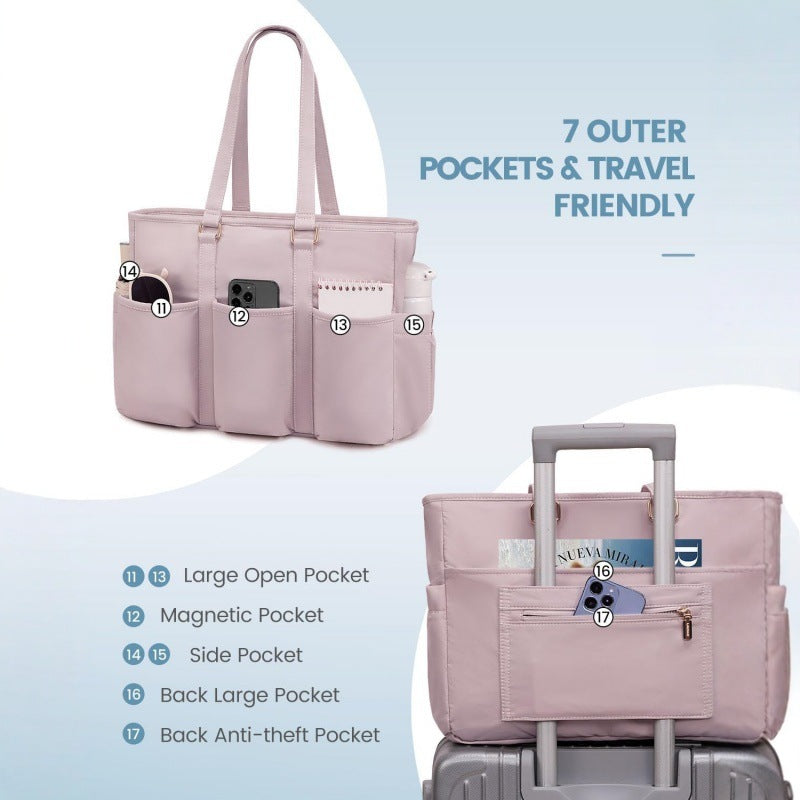 Danoz Fashion - White Women's Laptop Tote Bag - Professional Business Briefcase & Shoulder Handbag (Fits up to 15.6 Inch Laptop)