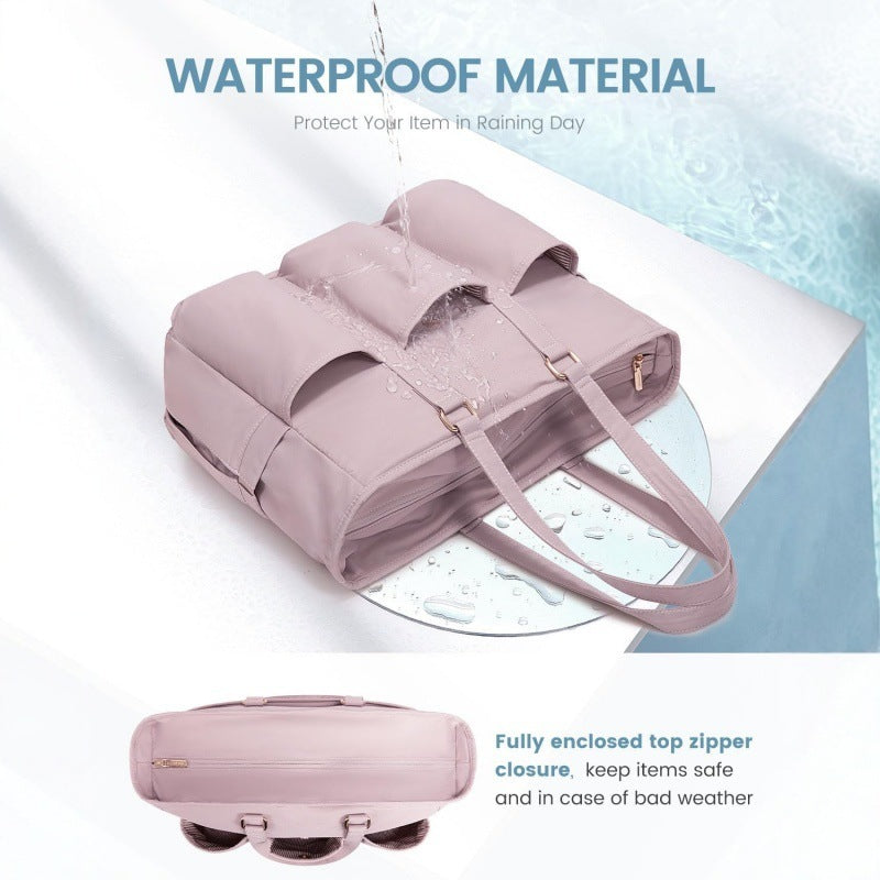 Danoz Fashion - White Women's Laptop Tote Bag - Professional Business Briefcase & Shoulder Handbag (Fits up to 15.6 Inch Laptop)