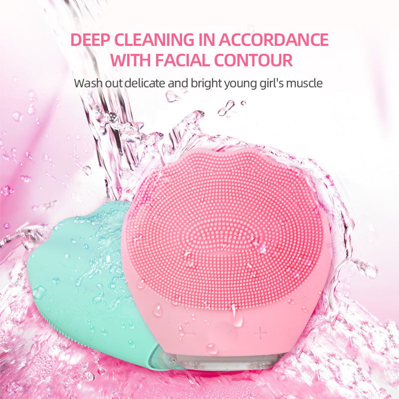 Danoz Direct - Green Electric Silicone Facial Cleanser - All-Around Vibration Massage Face Cleaning Device