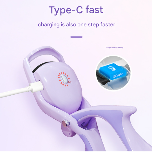 Danoz Direct - Purple USB Rechargeable Electric Heated Eyelash Curler - Lash Lift and Extension Tool