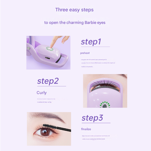 Danoz Direct - Purple USB Rechargeable Electric Heated Eyelash Curler - Lash Lift and Extension Tool