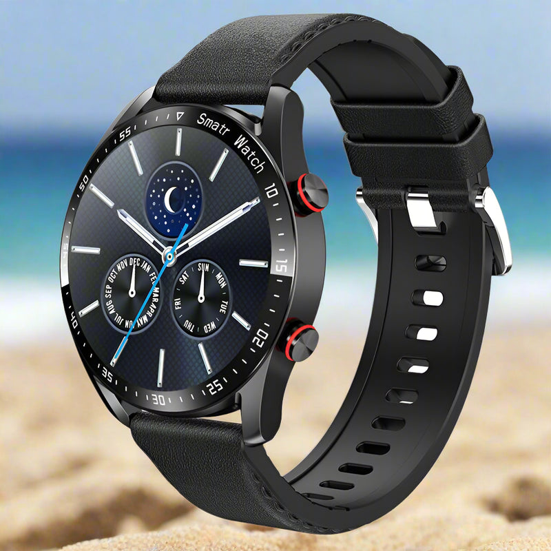 Danoz Smart - Black Silicone +22MM Black Mitsubishi Steel Strip Business Smartwatch with ECG and PPG Monitoring and Stainless Steel Strap