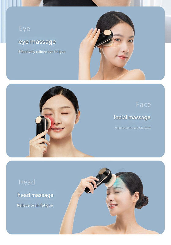 Danoz Beauty - Mini Facial & Head Massager with Heat Therapy - USB-C Rechargeable, 3 Modes(Red)