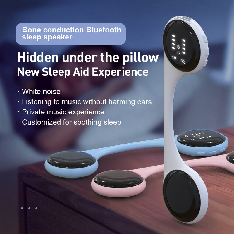 Danoz Smart - Under-Pillow Bone Conduction Sleep Speaker - Bluetooth 5.4, White Noise, TF Card, LED Display & Timer(White)