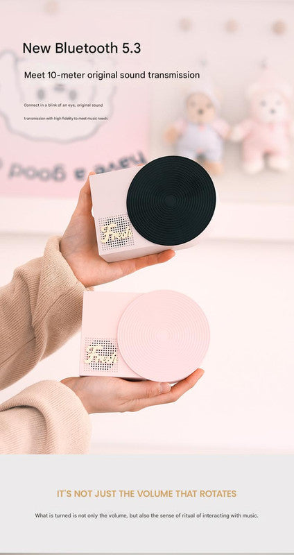 Danoz Smart - Retro Phonograph Bluetooth Speaker - Rotating Disc, Bluetooth 5.3, AUX/TF Card, 8H Playtime(Black and white)