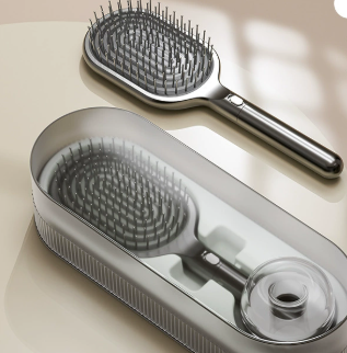 Danoz Hair - Black Premium Self-Cleaning Hair Brush Set with Stand - Anti-Static Detangling & Scalp Massage Paddle Brush