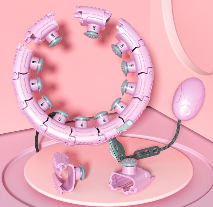 Danoz Fun - Light pink 21 Sections Adjustable Smart Hula Hoop with Weighted Ball - Never-Fall Fitness Ring with Massage Nodes for Core Training