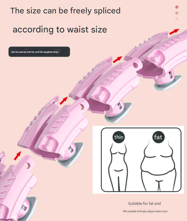 Danoz Fun - Light pink 21 Sections Adjustable Smart Hula Hoop with Weighted Ball - Never-Fall Fitness Ring with Massage Nodes for Core Training