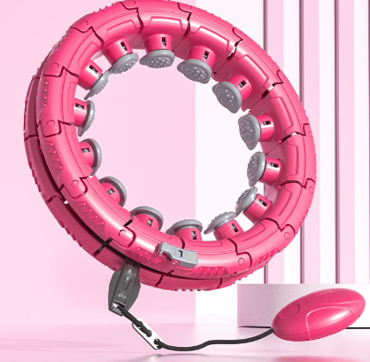 Danoz Fun - Rose Red 21 Sections Adjustable Smart Hula Hoop with Weighted Ball - Never-Fall Fitness Ring with Massage Nodes for Core Training