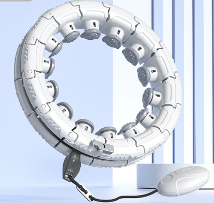 Danoz Fitness - White 24 Sections Adjustable Smart Hula Hoop with Weighted Ball - Never-Fall Fitness Ring with Massage Nodes for Core Training