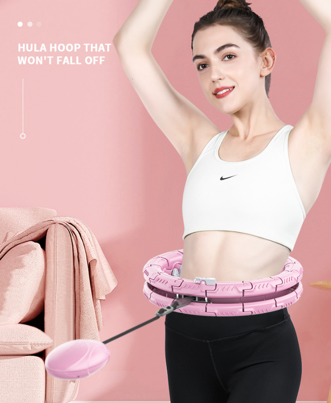 Danoz Fitness - White 24 Sections Adjustable Smart Hula Hoop with Weighted Ball - Never-Fall Fitness Ring with Massage Nodes for Core Training