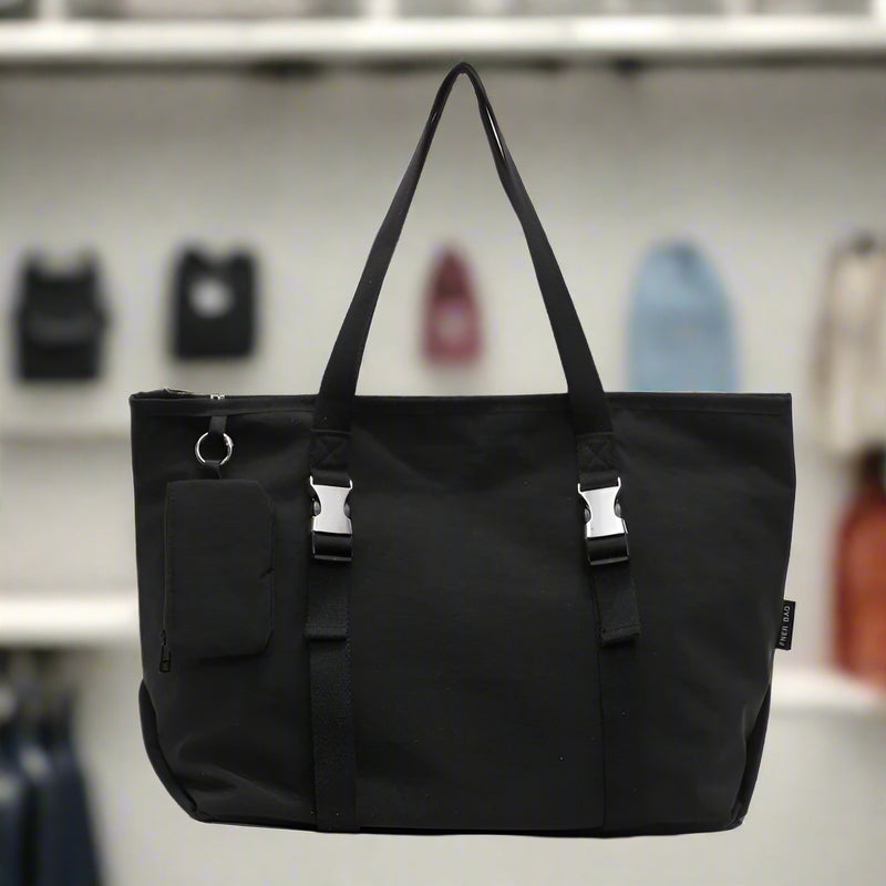 Danoz Fashion - Black Modern Utility Tote Bag for Women - Large Capacity Shoulder Bag with Detachable Pouch for Work, School & Travel