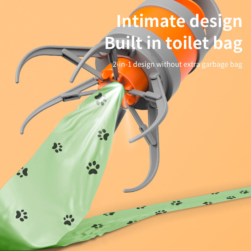 Danoz Pets - Orange and grey Hygienic Portable Dog Pooper Scooper with Integrated Bag Dispenser - Effortless Pet Waste Cleanup