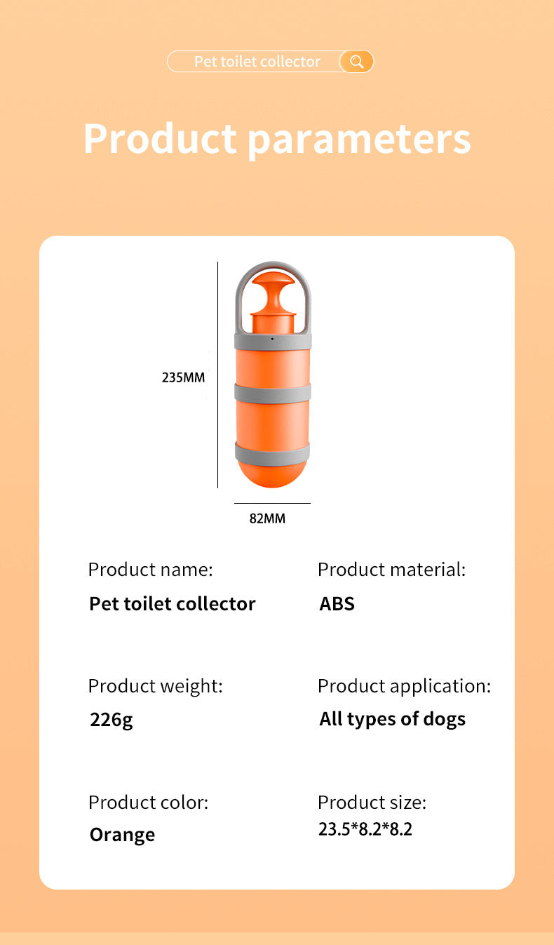 Danoz Pets - Orange and grey Hygienic Portable Dog Pooper Scooper with Integrated Bag Dispenser - Effortless Pet Waste Cleanup