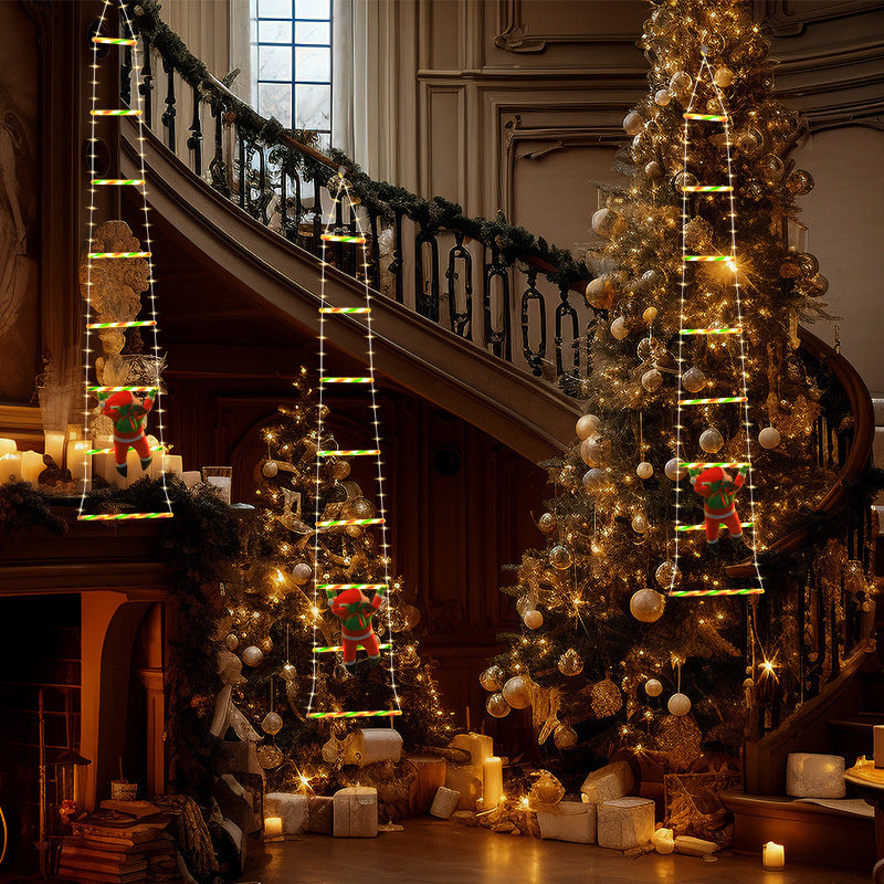 Danoz Xmas - Festive Climbing Santa LED Ladder Light - USB Powered Outdoor Christmas Hanging Decoration with Remote(1.7m)