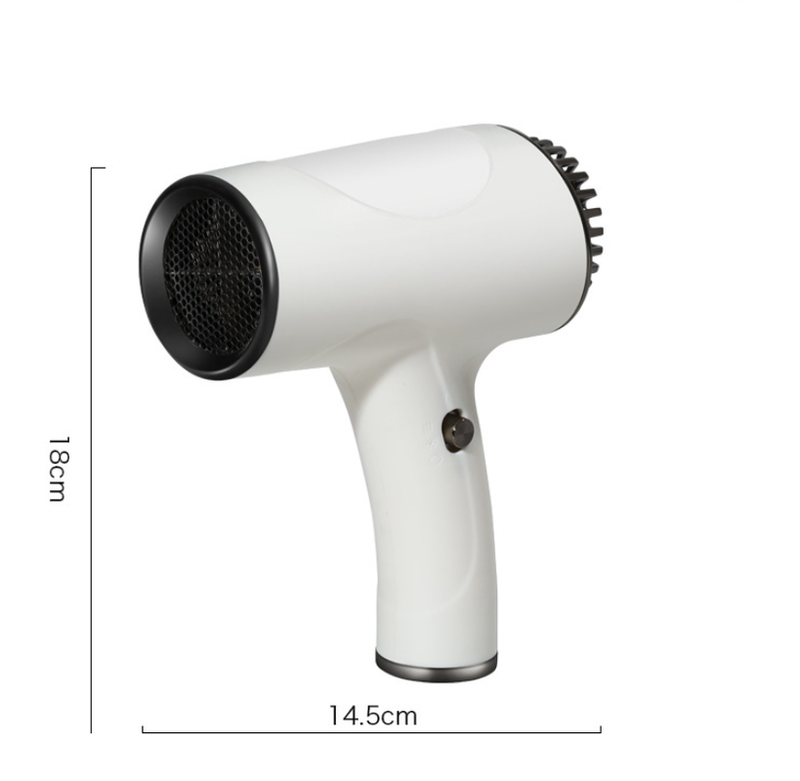 Danoz Beauty - White Ultra-Lightweight Ionic Cordless Hair Dryer, USB Rechargeable Portable Blow Dryer with Cool Air for Travel & Home