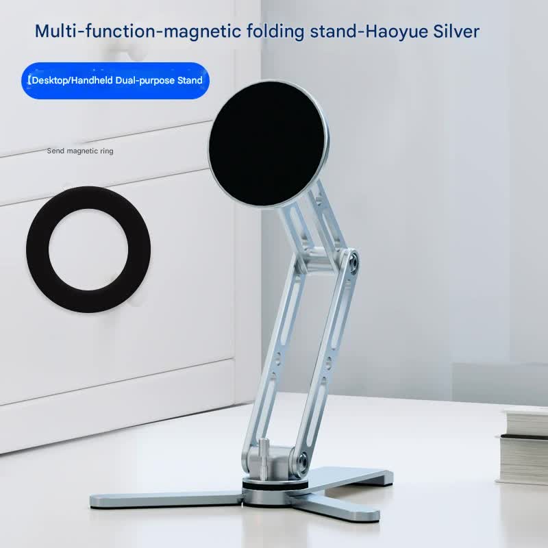 Danoz Smart - 2-in-1 Magnetic Folding Stand for Phones & Tablets - Adjustable Aluminum Desktop & Handheld Holder(silver)