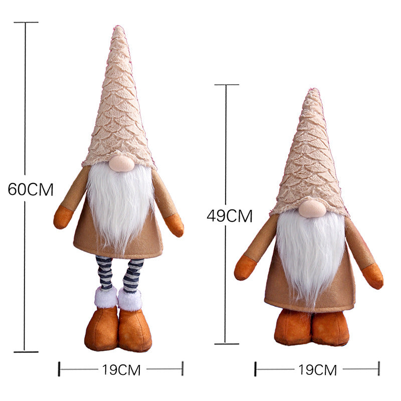 Danoz Xmas - Retractable Leg Christmas Gnome Plush - Adjustable Standing Holiday Decoration(brown)