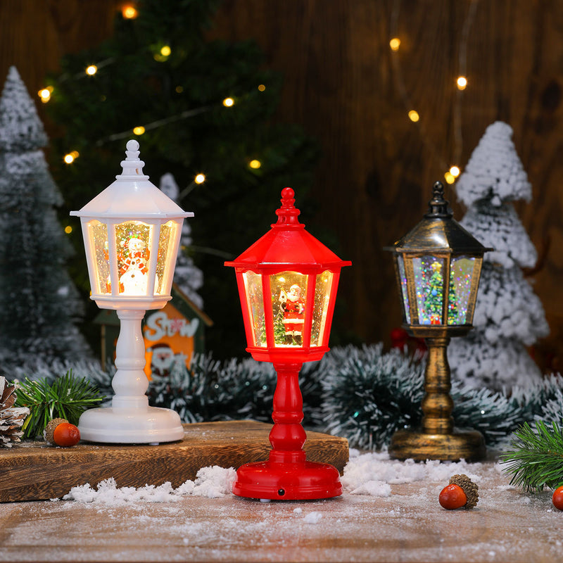 Danoz Xmas - Festive LED Christmas Snow Globe Lantern - USB Charging Glittering Tabletop Decoration with Santa/Snowman Scene, Dual Power(white)