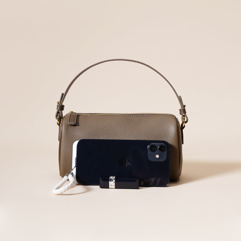 Danoz Fashion - Genuine Leather Boston Bag - Mini Barrel Crossbody & Top Handle Purse(black)