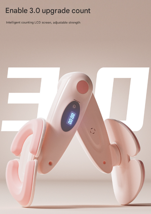 Danoz Fitness - Grey Smart Kegel & Thigh Master with Digital Counter - Adjustable Pelvic Floor Trainer for Women's Home Workout