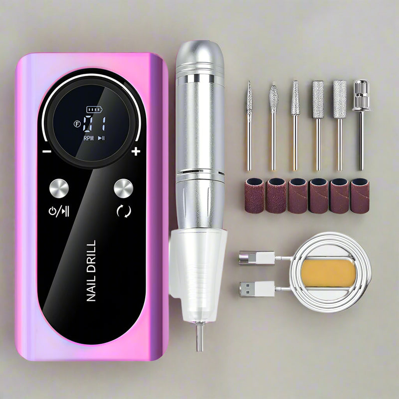Danoz Beauty - Purple Professional USB Rechargeable Nail Drill Machine - 45000RPM Portable E-File Kit for Acrylic, Gel, Polishing & Manicure
