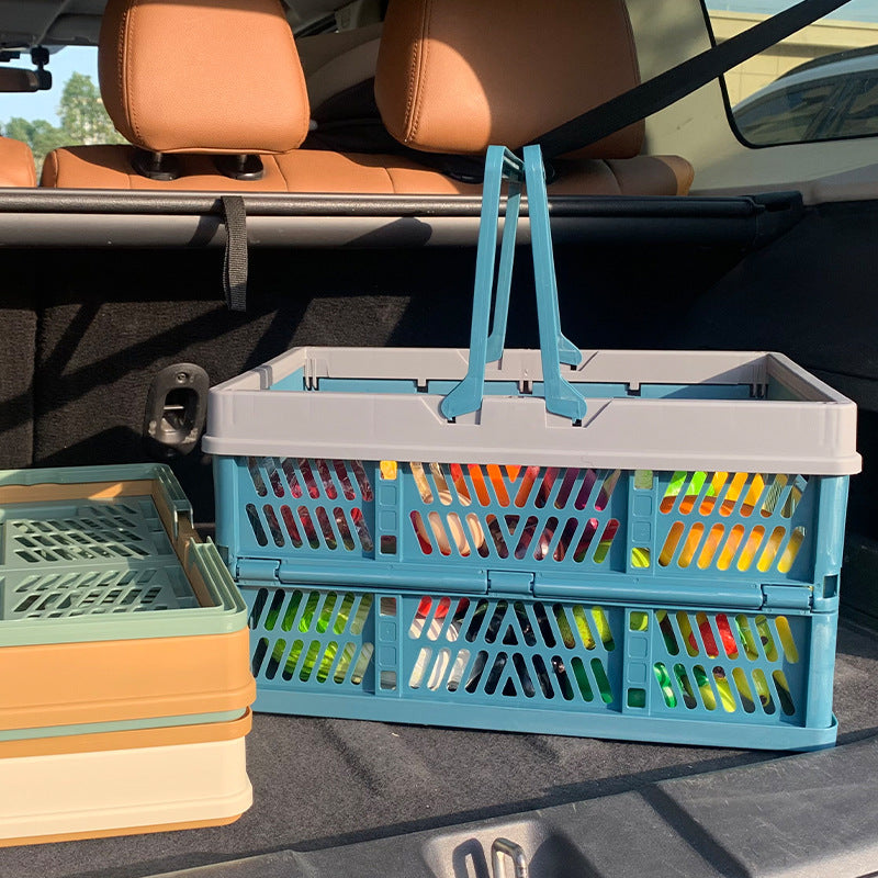 Danoz Outdoors -Large Collapsible Storage Basket with Handles - Portable Folding Crate for Shopping, Picnics & Car Trunk(Brown )