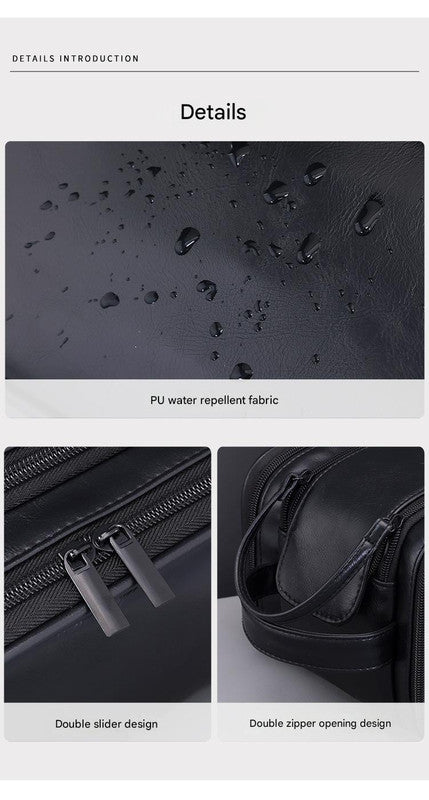 Danoz Large Capacity PU Leather Toiletry Bag - Multi-Compartment Dopp Kit & Cosmetic Organizer(black)