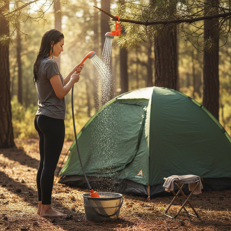 Danoz Camping - Orange USB Rechargeable Portable Shower Pump for Outdoors