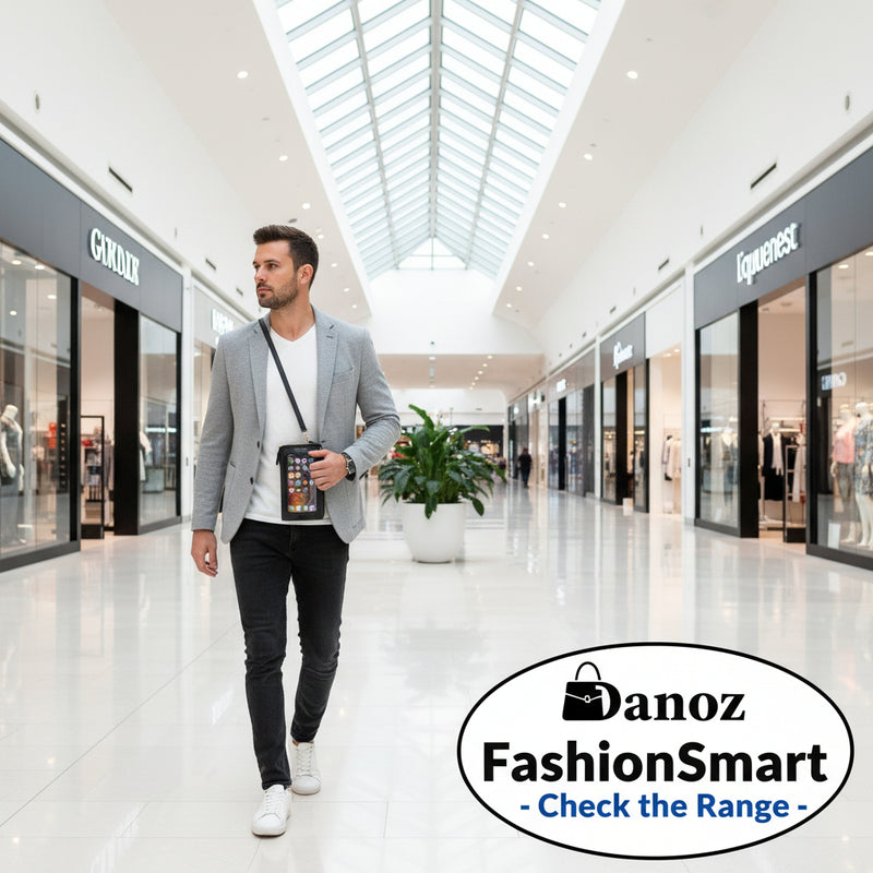 Danoz FashionSmart - Two-Piece Black Set Anti-Theft Touch Screen Mini Crossbody Phone Bag for Women (20x11.5x4.5cm) - Multi-functional PU Leather Wallet Pouch