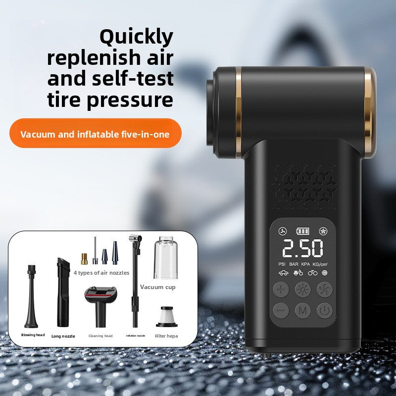 🚗 Danoz CleanSmart | SuperVac Pro 4-in-1 | Car Vacuum + Tyre Inflator + Pressure Gauge + LED Light | 120W | Cordless | Beige