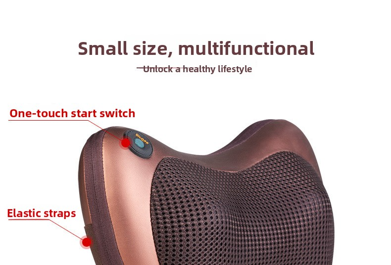 Danoz MassageSmart - Electric Shiatsu Massage Pillow with Heat - Dual Button Deep Kneading Neck & Back Massager - Adjustable Speed & Direction Car Home Cushion - Black