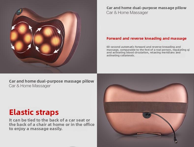 Danoz MassageSmart - Electric Shiatsu Massage Pillow with Heat - Dual Button Deep Kneading Neck & Back Massager - Adjustable Speed & Direction Car Home Cushion - Black