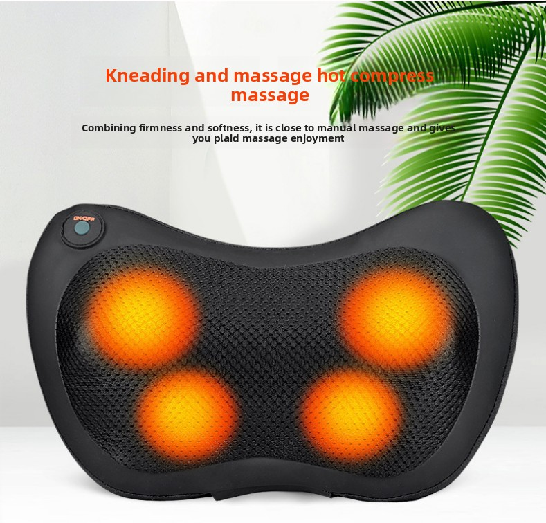 Danoz MassageSmart - Electric Shiatsu Massage Pillow with Heat - Dual Button Deep Kneading Neck & Back Massager - Adjustable Speed & Direction Car Home Cushion - Black