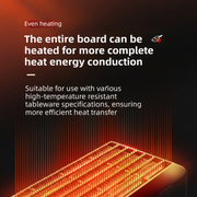 Heated metal strip with text about heat energy conduction on a dark background