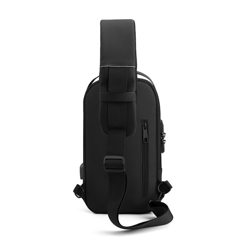 Danoz FashionSmart - Blue Gold High Capacity Anti-Theft Tactical Chest Bag - Waterproof Leather-Film Sling with USB Charging & TSA Password Lock