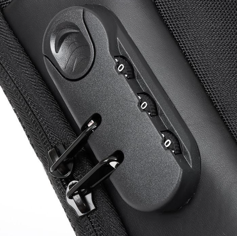 Danoz FashionSmart - Black Lightweight Anti-Theft Tactical Chest Bag - Waterproof Security Sling Bag with 3-Digit Password Lock & Smart USB Charging Port