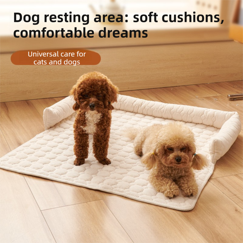 Danoz PetSmart - Brown Pet Sofa Protector & Calming Bolster Bed with Long Plush - 75x75CM Thickened Non Slip Furniture Cover for Cats & Dogs