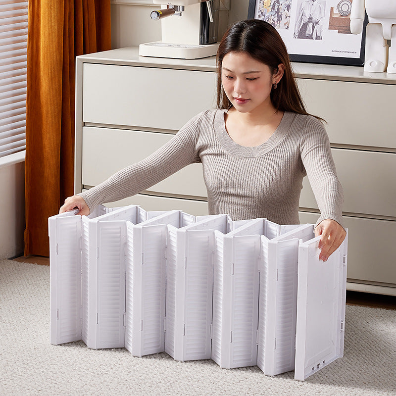 Danoz FurnitureSmart - White 6-Layer Foldable Shoe Storage Tower with Transparent Display Panel & Back Ventilation - One-Pull Instant Setup Stackable Box (25.5x34.5x105CM)