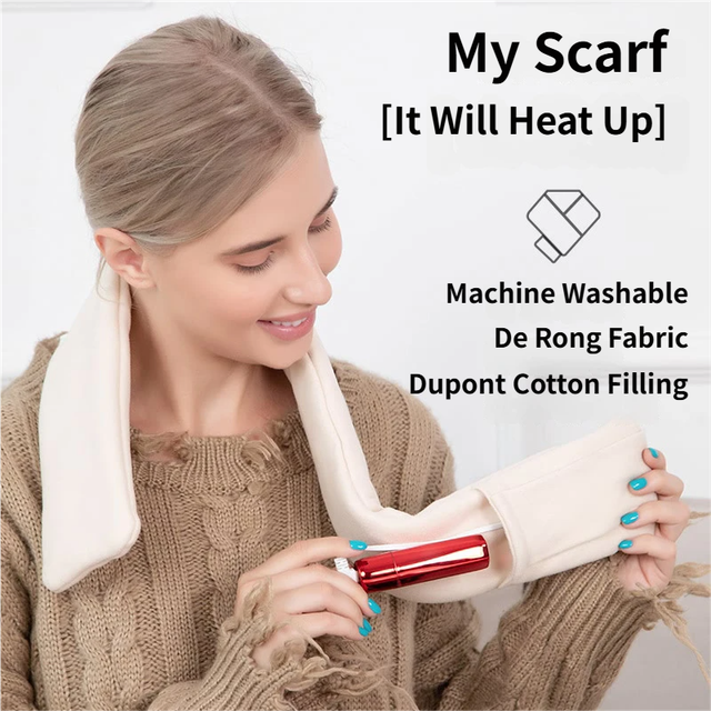🔥 Danoz WinterSmart | Graphene Heated Scarf | 5-Sec Rapid Heat | 3 Temp Levels | USB Powered | Washable | Cervical Support & Pain Relief | Khaki ✨