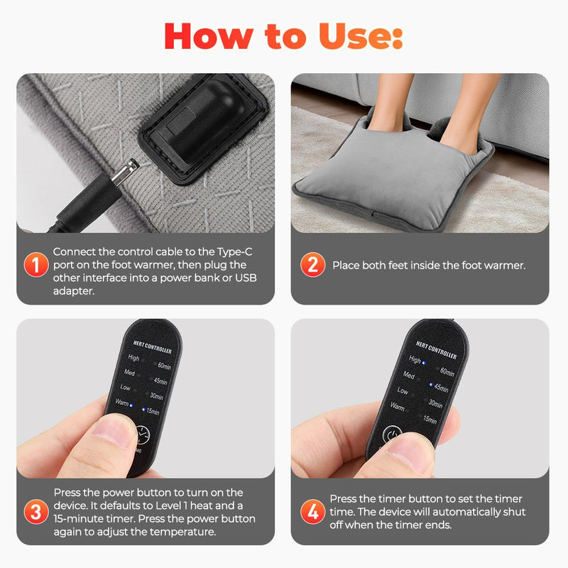 🔥 Danoz WinterSmart | USB Electric Heated Seat Pad | 4 Temp Levels up to 55°C | 4 Auto-Shutoff Timers | Soft Arctic Fleece | Washable | Grey