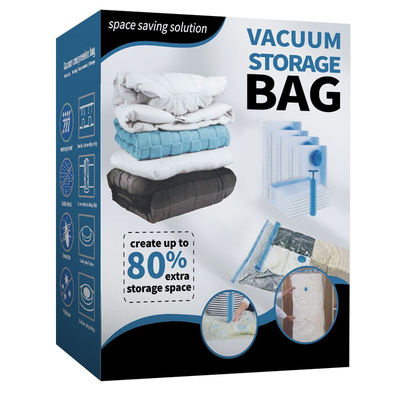 Danoz StoreSmart – Squish, Store & Save Space! 6-Piece Vacuum Compression Storage Bag Set with Hand Pump – Perfect for Clothes, Bedding, Quilts & Travel 🧳✨🏠