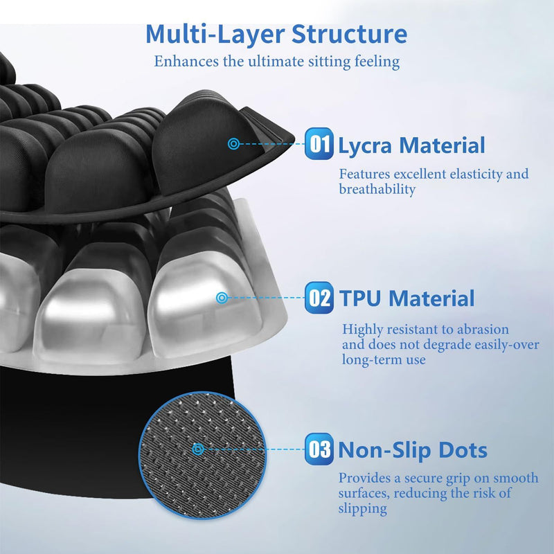 🧘 Danoz LumbarSmart | 3D Air Cell Seat Cushion | 36 Airbags | 30%+ Pressure Relief | Built-In Pump | Non-Slip | Office, Car & Travel