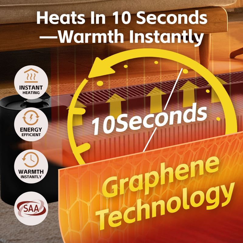Danoz HeatingSmart - 2200W Graphene Floor Electric Heater – Fast Heating, Energy-Efficient, Portable Indoor Heater