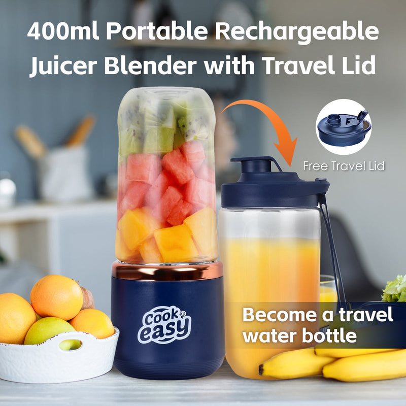 Danoz Direct 400ml USB-C Rechargeable Portable Juicer with Travel Lid – Personal Blender for Smoothies & Shakes