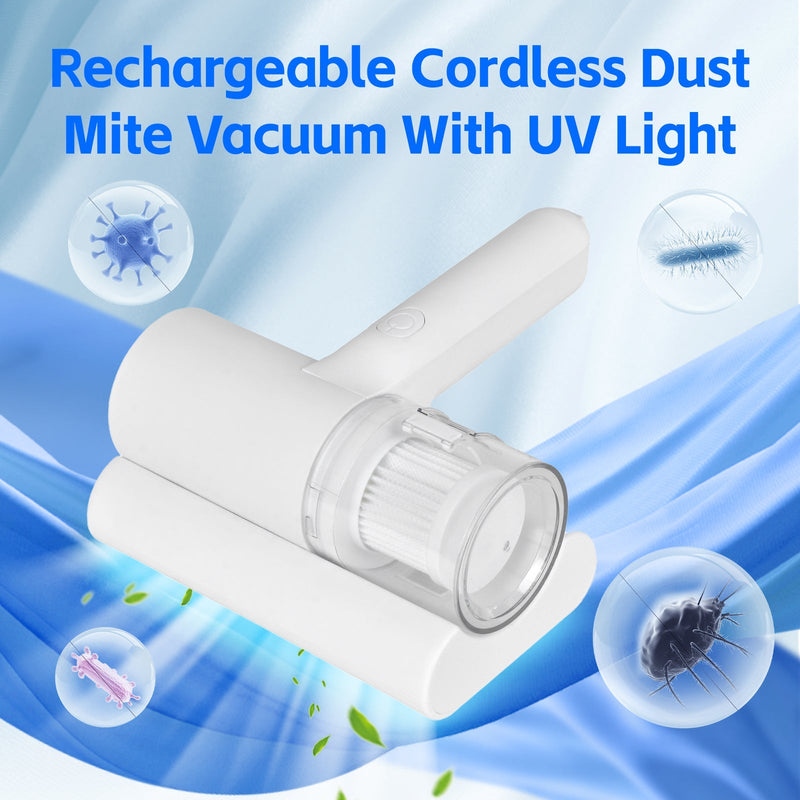 Danoz Cleaning - UV‑C USB Cordless Dust Mite Vacuum Handheld Sanitizing Cleaner with 1200 mAh Battery