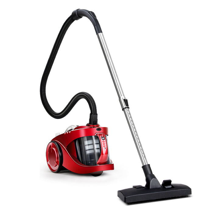 Danoz Direct - Devanti 2200W Bagless Vacuum Cleaner in a vibrant red color. With powerful suction and a bagless design